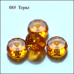 Perles d'imitation cristal autrichien, grade AAA, facette, plat rond, orange, 12x7.5mm, Trou: 0.9~1mm