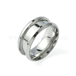 201 ajuste de anillo de dedo ranurado de acero inoxidable, núcleo de anillo en blanco, para hacer joyas con anillos, color acero inoxidable, tamaño de 7, 8mm, diámetro interior: 17 mm