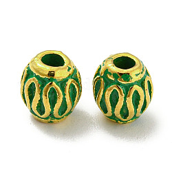 Perline in lega, ovale, patina dorata e verde, 6x5.5mm, Foro: 1.8 mm
