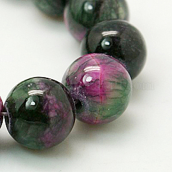 Jade Perlen Stränge, natürliche weiße Jade, gefärbt, Runde, Farbig, 10 mm, Bohrung: 1.5 mm, ca. 40 Stk. / Strang, 15.7 Zoll