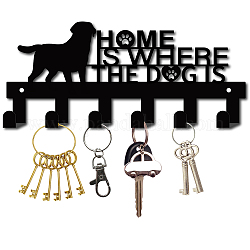 Железные настенные крючки вешалки, декоративная стойка-органайзер с 6 крючком, для сумки ключ для одежды шарф подвесной держатель, собака с фразой дом там, где собака, металлический черный, 12x27 см