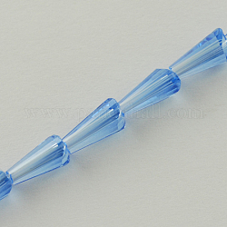 Glass Beads Strands, Faceted, Cone, Cornflower Blue, 15x8x8mm, Hole: 2mm