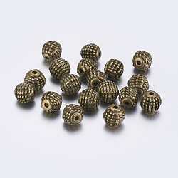 Abalorios de aleación de estilo tibetano, sin plomo y el cadmio, redondo, Bronce antiguo, tamaño: aproximamente 9 mm de diámetro, agujero: 2 mm