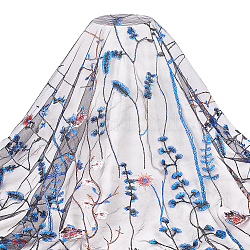 Бенекреат полиэфирная органза ткань, вышивка цветочный узор тюль сетка ткань, для вечернего платья своими руками, юбка свадебное платье, синие, 1300x0.1 мм, 2 ярд/шт.