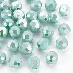 Opake Legierung Perlen, facettiert, Runde, Aquamarin, 9.5 mm, Bohrung: 2 mm, ca. 1050 Stk. / 500 g