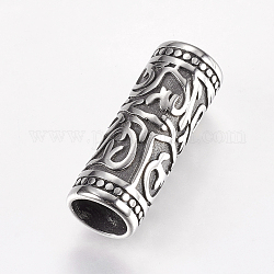 304 Stainless Steel Tube Beads, Column, Large Hole Beads, Antique Silver, 24x9mm, Hole: 7mm