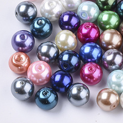 Perline di perla di vetro, perlato, tondo, colore misto, 10mm, Foro: 1 mm