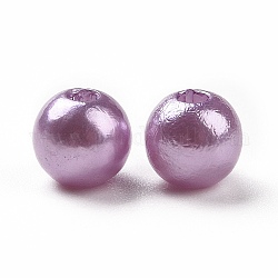 Perline acrilico perla imitato, tinto, tondo, lilla, 6x5.5mm, Foro: 1.5~2 mm, circa 4500pcs/libbra