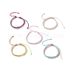 Bracelet multi-rangs en polyester ciré, bracelet réglable pour femme, couleur mixte, diamètre intérieur: 2-1/8~3-5/8 pouce (5.3~9.1 cm)