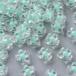 Perline acrilico trasparente, perline in perline, fiore, acquamarina, 12x12.5x6mm, Foro: 2.5 mm, circa 893pcs/500g