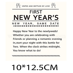 Pegatina adhesiva de papel revestido, etiqueta adhesiva para botella de vino, tema de aniversario, Rectángulo, blanco, 12.5x10 cm