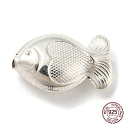 925 шарики стерлингового серебра, рыба, серебряные, 13x20x8 мм, отверстие : 3.2 мм