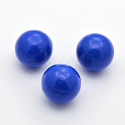 Perles en laiton peintes rondes de bombe sans perforation, bleu, 18mm