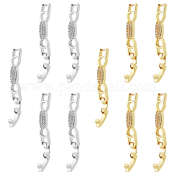 DICOSMETIC 10Pcs 2 Colors CZ Fold Over Clasp Rhinestone Foldover Extension Clasp Platinum Gold Bracelets Clasp Cubic Zirconia Watch Band Clasps for Jewelry Making