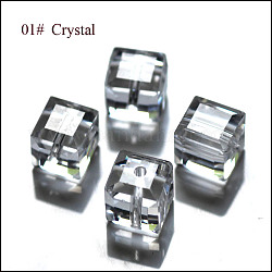Abalorios de cristal austriaco de imitación, aaa grado, facetados, cubo, Claro, 5~5.5x5~5.5x5~5.5 mm (tamaño dentro del rango de error de 0.5~1 mm), agujero: 0.7~0.9 mm