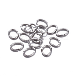 Anillos de salto de 304 acero inoxidable, anillos del salto abiertos, oval, color acero inoxidable, 18 calibre, 8x6x1mm, diámetro interior: 4x6 mm