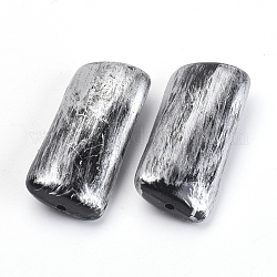 Perline acrilico verniciatura a spruzzo, rettangolo, argento, 28x13x7mm, Foro: 1 mm, circa 230pcs/500g
