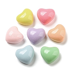Candy Color Opaque Resin Cabochons, Heart, Mixed Color, 14x15.5x8.5mm