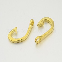 Brass Hook Pendant Findings, Golden, 33.5x3x16mm, Hole: 4mm