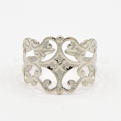Componenti anello fiore in filigrana in ottone, platino, 19mm