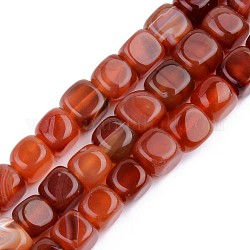 Chapelets de perles en cornaline naturelle, teinte, carrée, firebrick, 7x7x7mm, Trou: 1mm, Environ 30 pcs/chapelet, 14.17 pouce (36 cm)