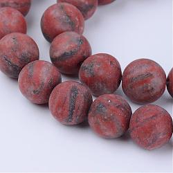 Fili di perle di diaspro / kiwi di sesamo naturale, smerigliato, tondo, 8~8.5mm, Foro: 1 mm, circa 47pcs/filo, 15.5 pollice