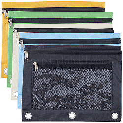 Gorgecraft 5 шт., 5 цвета, сумка-ручка из ткани Оксфорд, сумка для канцелярских принадлежностей с двойной молнией, для аксессуаров с 3 отверстием, разноцветные, 290x257x1 мм, отверстие : 10 мм, внутренний диаметр: 110x202 мм, 1 шт / цвет