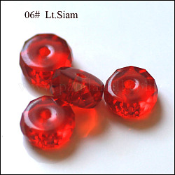 Imitation Austrian Crystal Beads, Grade AAA, Faceted, Flat Round, Red, 8x3.5mm, Hole: 0.9~1mm