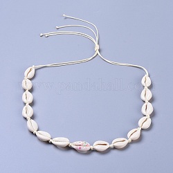 Verstellbare Halsketten aus Kaurimuschel Perlen, mit umweltfreundlicher koreanischer gewachster Polyesterschnur, Farbig, 32.7 Zoll ~ 33.5 Zoll (83~85 cm)