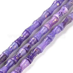 Brins de perles de dolomite naturelle et d'opale synthétique, teinte, baton de bambou, support violet, 12x5mm, Trou: 0.5mm, Environ 34 pcs/chapelet, 15.94'' (40.5 cm)