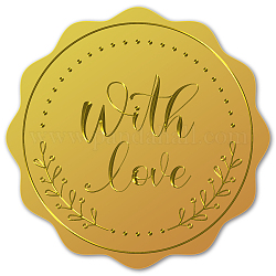 Selbstklebende Aufkleber mit Goldfolienprägung, Medaillendekoration Aufkleber, Wort, 5x5 cm