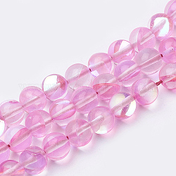 Synthetische Mondstein Perlen Stränge, holographische Perlen, gefärbt, Runde, rosa, 6 mm, Bohrung: 0.5 mm, 65 Stk. / Strang, 15.7 Zoll