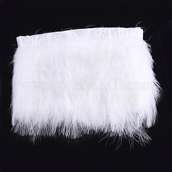 Guarnizione con frangia di piume di tacchino, accessori costume, tinto, bianco, 120~180 mm, circa 2 m / borsa