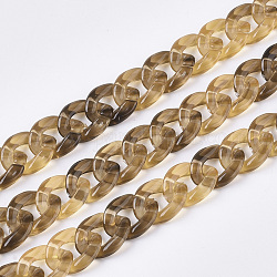 Catene per cordoli fatte a mano in acrilico, stile gemstone imitato, Burlywood, 14x10x3mm, circa 39.37 pollice (1 m)/filo