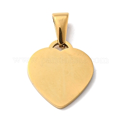 304 ciondoli in acciaio inossidabile, timbratura tag vuoto, cuore, oro, 17.5x16x1.36mm, Foro: 10 mm