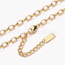 Cadena de cable de latón collares, con cierre de langosta, Plateado de larga duración, hecha palabra de la mano, real 18k chapado en oro, 24-3/8 pulgada (61.8 cm)
