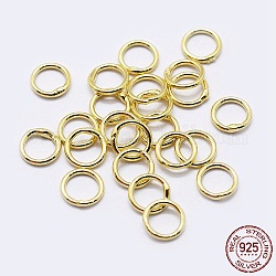 925 runde Ringe aus Sterlingsilber, verlötete Biegeringe, geschlossene Ringe springen, golden, 21 Gauge, 5x0.7 mm, Innendurchmesser: 3.5 mm