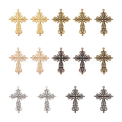 Craftdady grands pendentifs en alliage creux, pour la religion, sans cadmium et sans plomb, croix, couleur mixte, 42.5x63x4mm, 7 couleurs, 4 pcs / couleur, 28 pièces / kit
