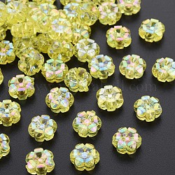 Transparente Acryl Perlen, ab Farbe plattiert, Blume, Champagnergelb, 10x5 mm, Bohrung: 1.8 mm, ca. 1650 Stk. / 500 g