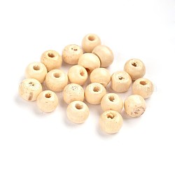 Unfinished Wood Beads, Natural Wooden Beads, Rondelle, Lead Free, White, Beads: 8mm in diameter, hole:3mm, about 6000pcs/1000g