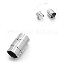 Smooth 304 Stainless Steel Column Locking Tube Magnetic Clasps, Stainless Steel Color, 21x12.5mm, Hole: 10mm