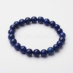 Bracelet extensible en perles de lapis-lazuli naturel (teint), pour bijoux artisanaux femmes, 52mm