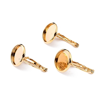 304 Stainless Steel Leverback Earring Settings, Flat Round, Golden, Tray: 12mm, 21~25x14x11~14mm, Pin: 0.7mm