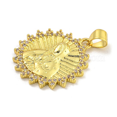 Подвески из латуни с микропаве из кубического циркония на тему Девы Марии KK-C074-23G-03-1