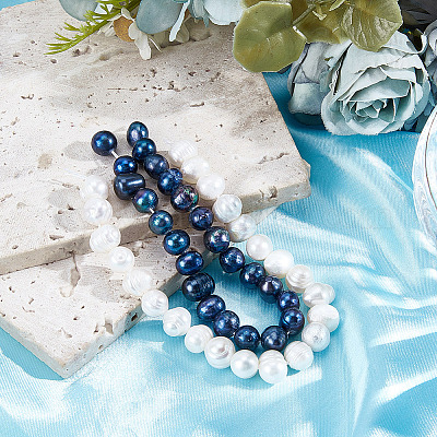 2 нитка 2-х цветных натуральных пресноводных жемчужных бусин PEAR-BBC0001-23-1