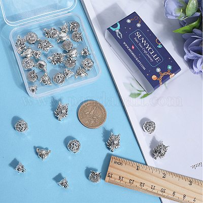 40шт 5 стильные бусины из сплава в тибетском стиле TIBEB-SC0001-25-1