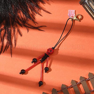 Подвеска в виде скелета на тему Хэллоуина из стеклянных семян HJEW-MZ00284-1