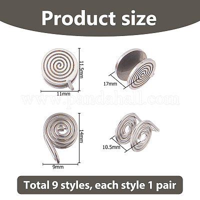 18 шт. 9 стиля сережек-манжет из нержавеющей стали 304 EJEW-HS0001-19-1