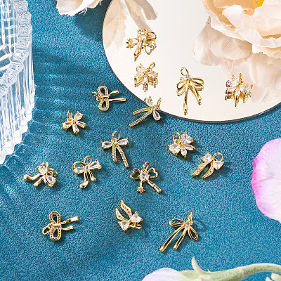 16шт 8 стиля латунные микропаве кубические циркониевые подвески KK-TA0002-16-1