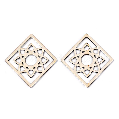 Необработанная натуральная древесина тополя большие подвески WOOD-TAC0012-14-1